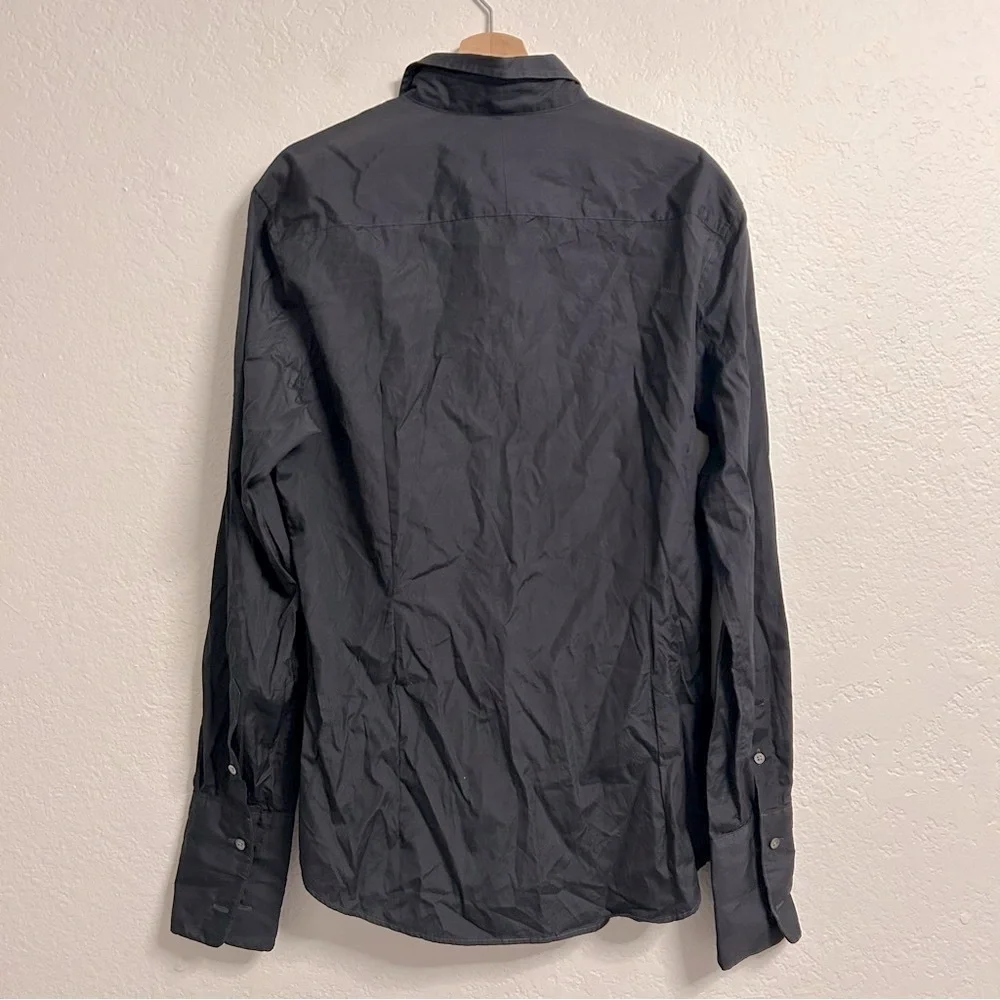 VTG John Varvatos Black‎ 100% Cotton Made in Hong Kong Dress Shirt, Size L